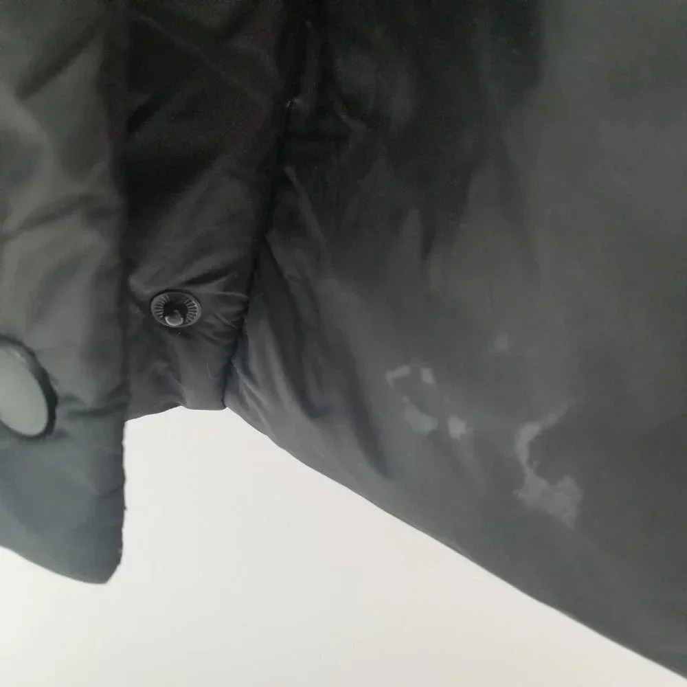Zara Long Black Puffer Coat Faux Fur Trim Hood XS - Picture 12 of 16
